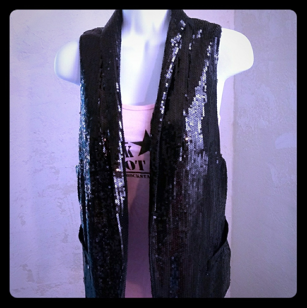 Michael Kors Black Sequined Vest NWT